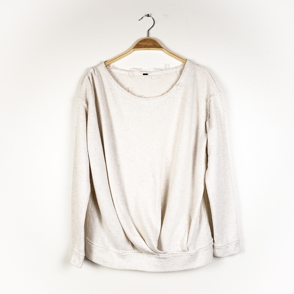 Free People Sweaters - Free People • Cream Long Sleeve Raw Edges Sweater